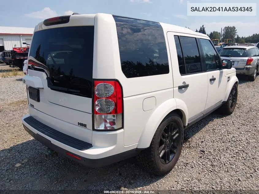 2010 Land Rover Lr4 VIN: SALAK2D41AA534345 Lot: 45638315