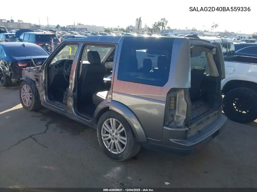 2011 Land Rover Lr4 VIN: SALAG2D40BA559336 Lot: 43855921