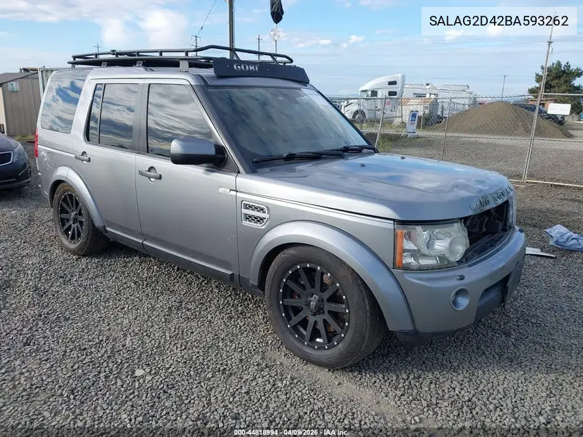 2011 Land Rover Lr4 VIN: SALAG2D42BA593262 Lot: 44818994
