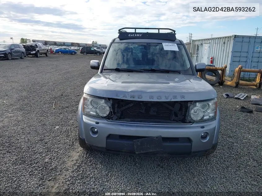2011 Land Rover Lr4 VIN: SALAG2D42BA593262 Lot: 44818994