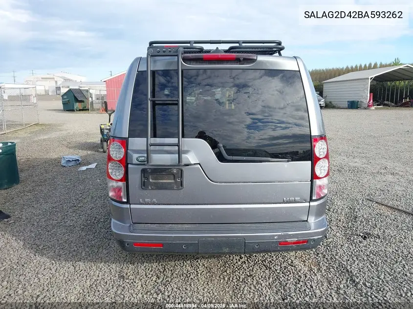 2011 Land Rover Lr4 VIN: SALAG2D42BA593262 Lot: 44818994