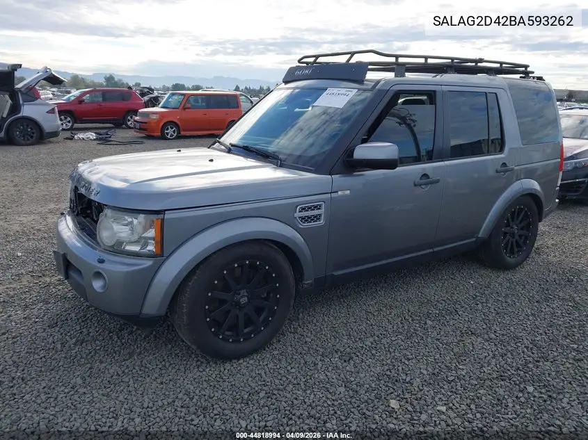 2011 Land Rover Lr4 VIN: SALAG2D42BA593262 Lot: 44818994