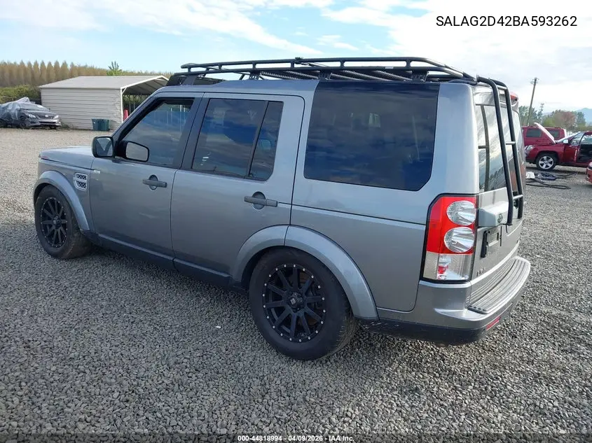 2011 Land Rover Lr4 VIN: SALAG2D42BA593262 Lot: 44818994