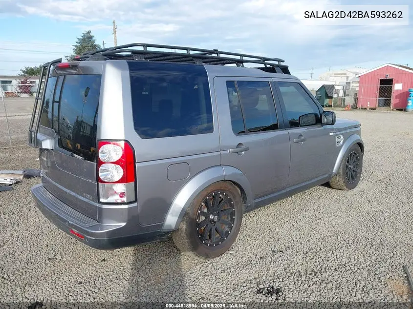 2011 Land Rover Lr4 VIN: SALAG2D42BA593262 Lot: 44818994