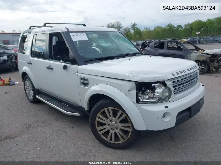 2011 Land Rover Lr4 VIN: SALAK2D43BA593124 Lot: 45083611