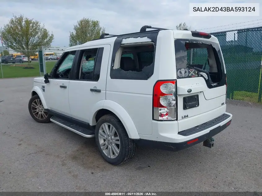2011 Land Rover Lr4 VIN: SALAK2D43BA593124 Lot: 45083611