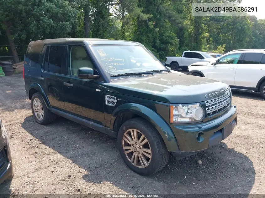 2011 Land Rover Lr4 VIN: SALAK2D49BA586291 Lot: 45623664