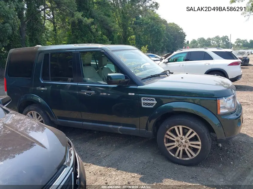 2011 Land Rover Lr4 VIN: SALAK2D49BA586291 Lot: 45623664