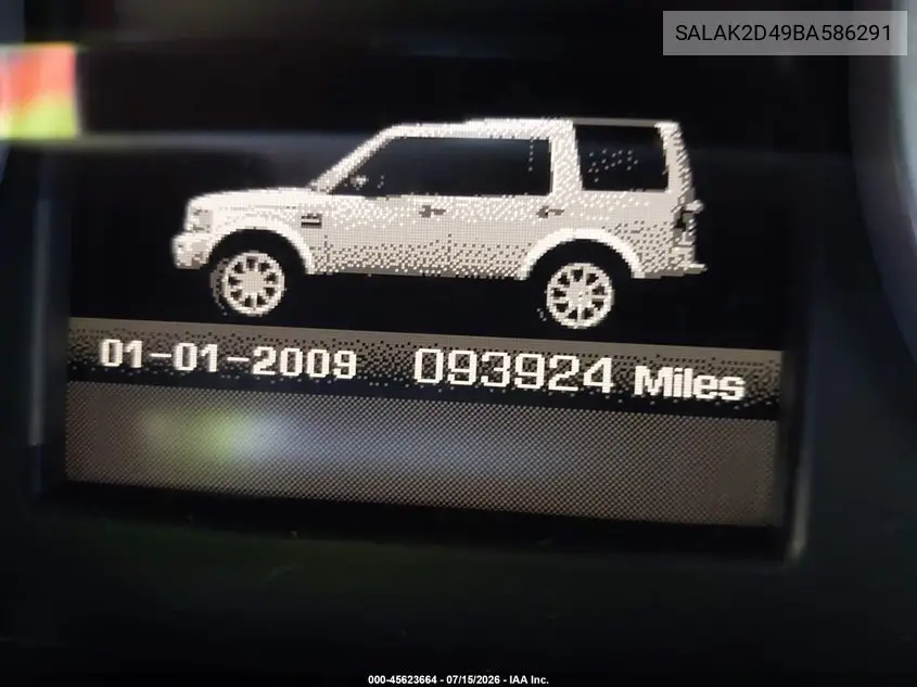 2011 Land Rover Lr4 VIN: SALAK2D49BA586291 Lot: 45623664
