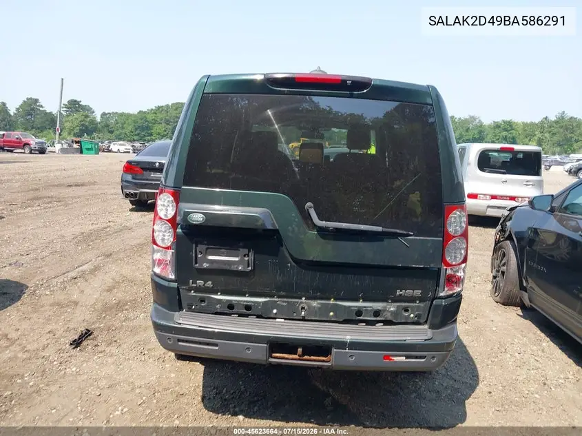 2011 Land Rover Lr4 VIN: SALAK2D49BA586291 Lot: 45623664