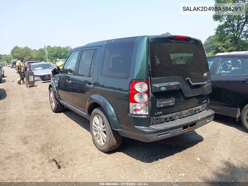 2011 Land Rover Lr4 VIN: SALAK2D49BA586291 Lot: 45623664