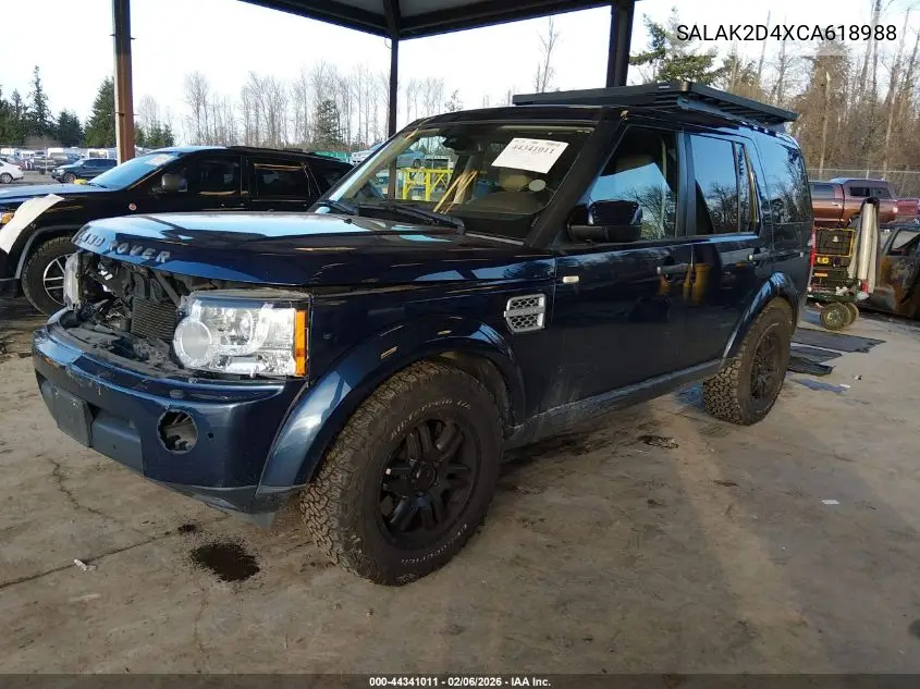 2012 Land Rover Lr4 VIN: SALAK2D4XCA618988 Lot: 44341011