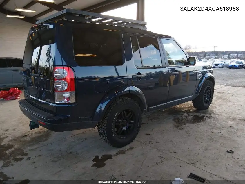 2012 Land Rover Lr4 VIN: SALAK2D4XCA618988 Lot: 44341011