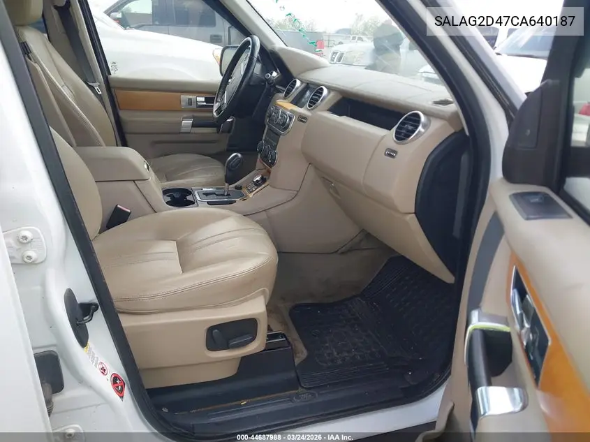 2012 Land Rover Lr4 VIN: SALAG2D47CA640187 Lot: 44687988