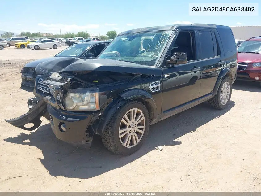 2012 Land Rover Lr4 VIN: SALAG2D48CA638402 Lot: 45108279
