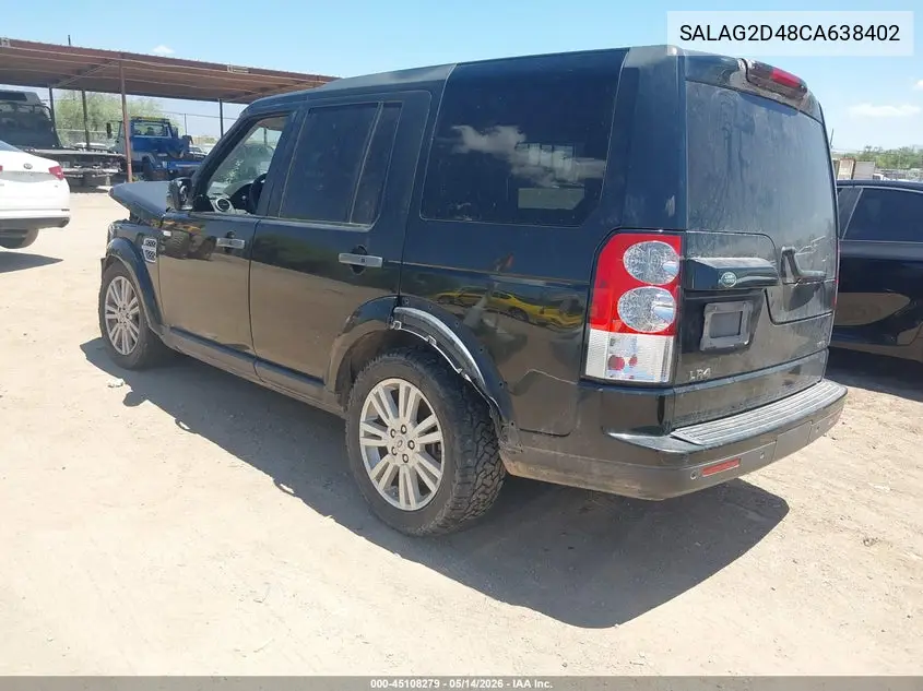 2012 Land Rover Lr4 VIN: SALAG2D48CA638402 Lot: 45108279