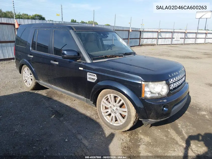 2012 Land Rover Lr4 VIN: SALAG2D46CA600263 Lot: 45267988