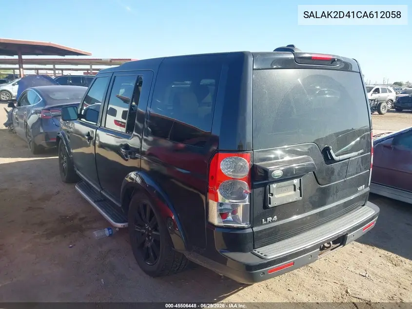 2012 Land Rover Lr4 VIN: SALAK2D41CA612058 Lot: 45506448