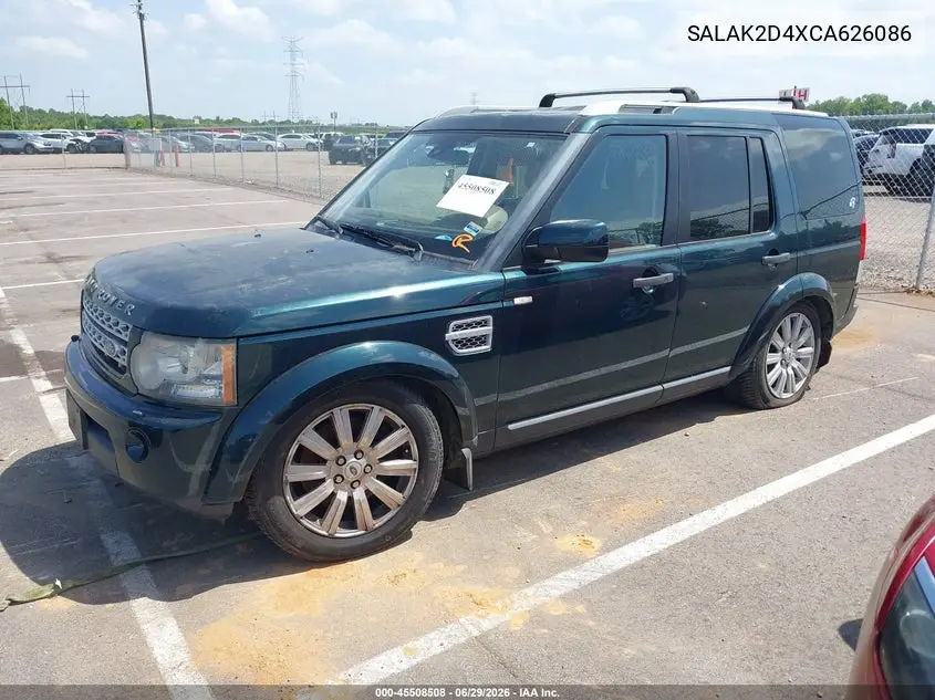 2012 Land Rover Lr4 VIN: SALAK2D4XCA626086 Lot: 45508508