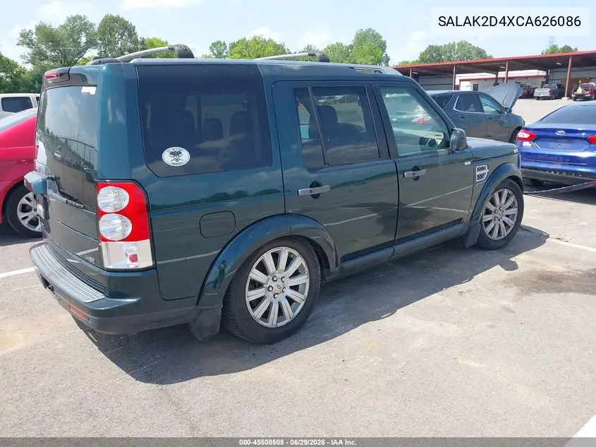 2012 Land Rover Lr4 VIN: SALAK2D4XCA626086 Lot: 45508508