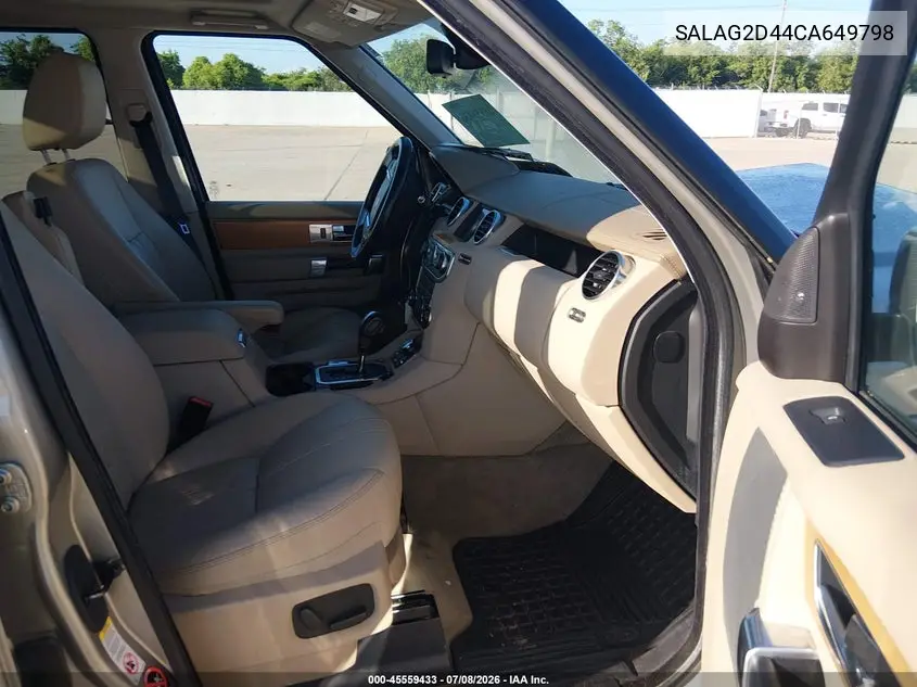 2012 Land Rover Lr4 VIN: SALAG2D44CA649798 Lot: 45559433