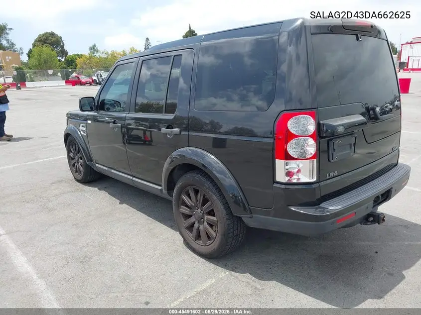 2013 Land Rover Lr4 VIN: SALAG2D43DA662625 Lot: 45491602
