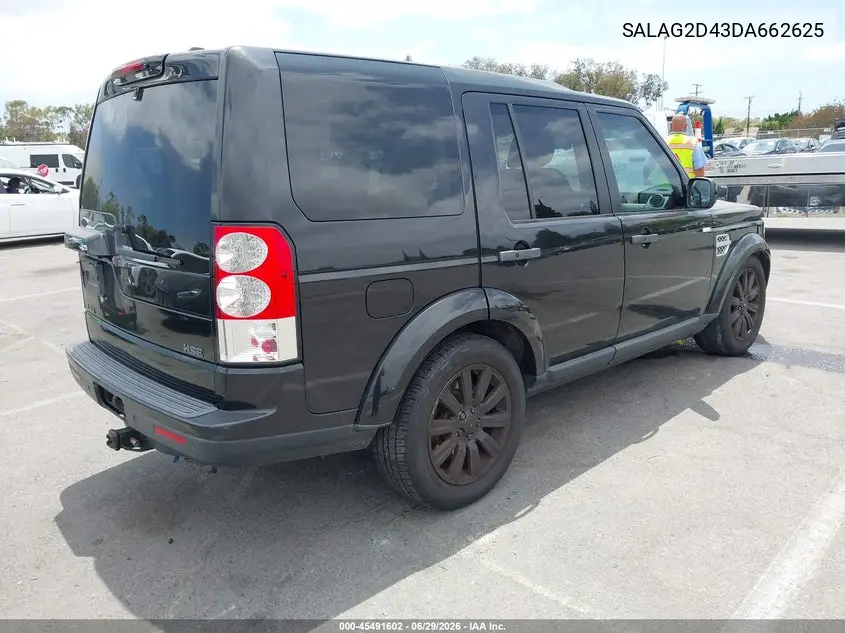 2013 Land Rover Lr4 VIN: SALAG2D43DA662625 Lot: 45491602