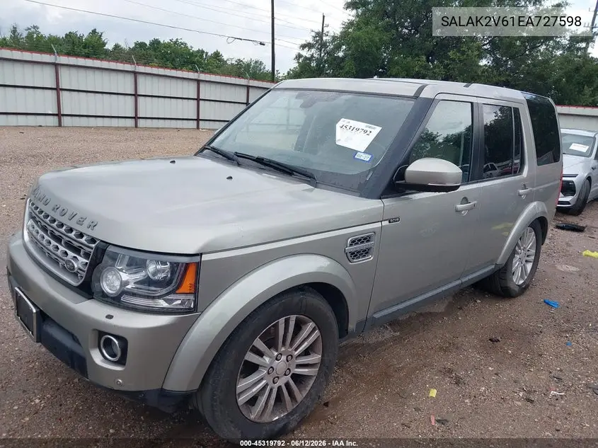 2014 Land Rover Lr4 VIN: SALAK2V61EA727598 Lot: 45319792