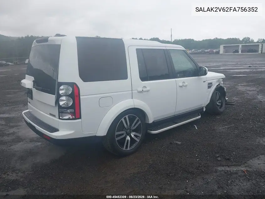 2015 Land Rover Lr4 VIN: SALAK2V62FA756352 Lot: 45452309