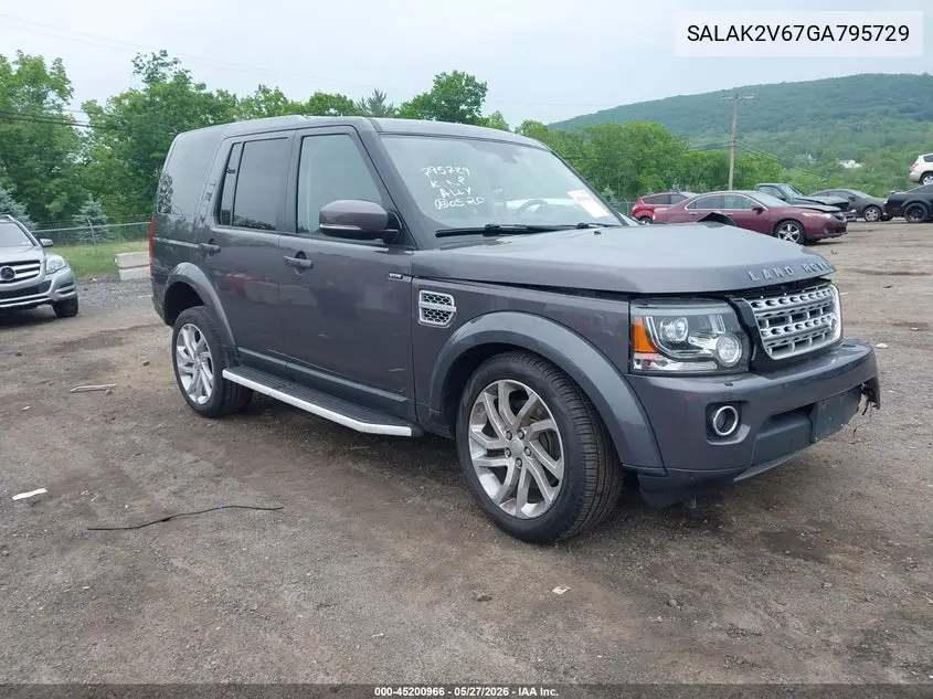 2016 Land Rover Lr4 VIN: SALAK2V67GA795729 Lot: 45200966