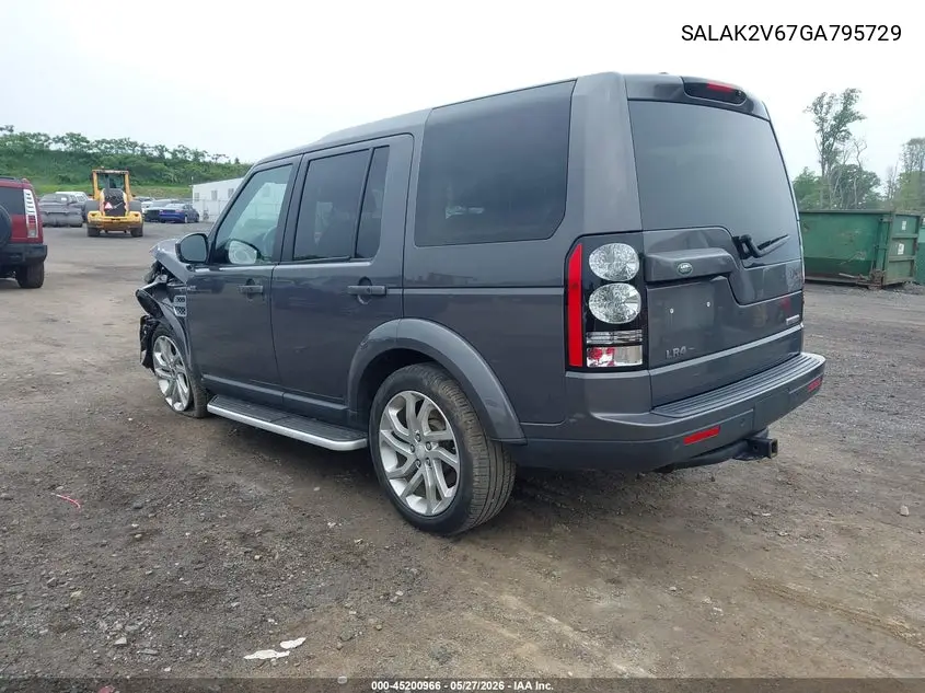 2016 Land Rover Lr4 VIN: SALAK2V67GA795729 Lot: 45200966