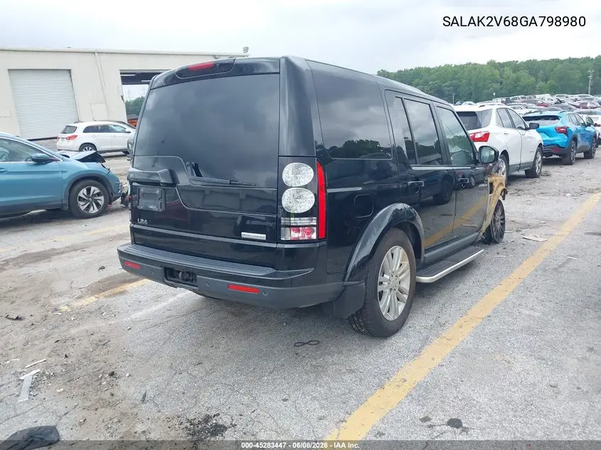 2016 Land Rover Lr4 VIN: SALAK2V68GA798980 Lot: 45283447