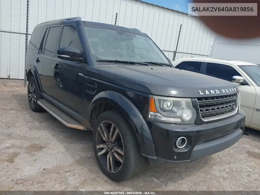 2016 Land Rover Lr4 VIN: SALAK2V64GA819856 Lot: 45287163