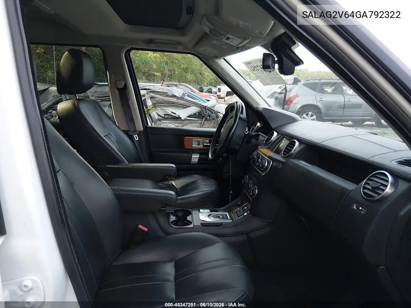 2016 Land Rover Lr4 VIN: SALAG2V64GA792322 Lot: 45347251