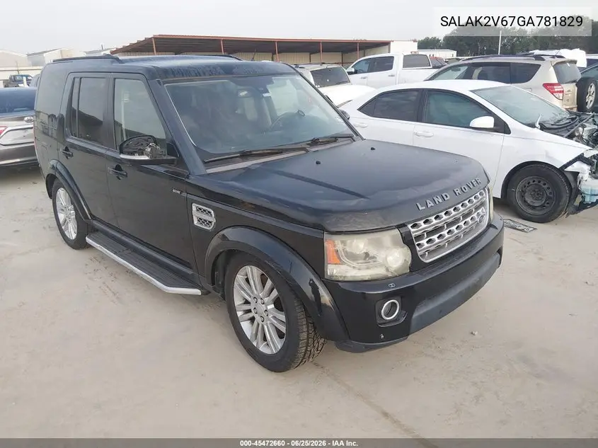2016 Land Rover Lr4 VIN: SALAK2V67GA781829 Lot: 45472660