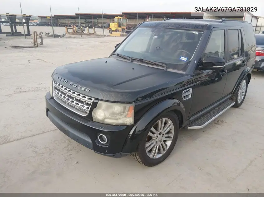 2016 Land Rover Lr4 VIN: SALAK2V67GA781829 Lot: 45472660