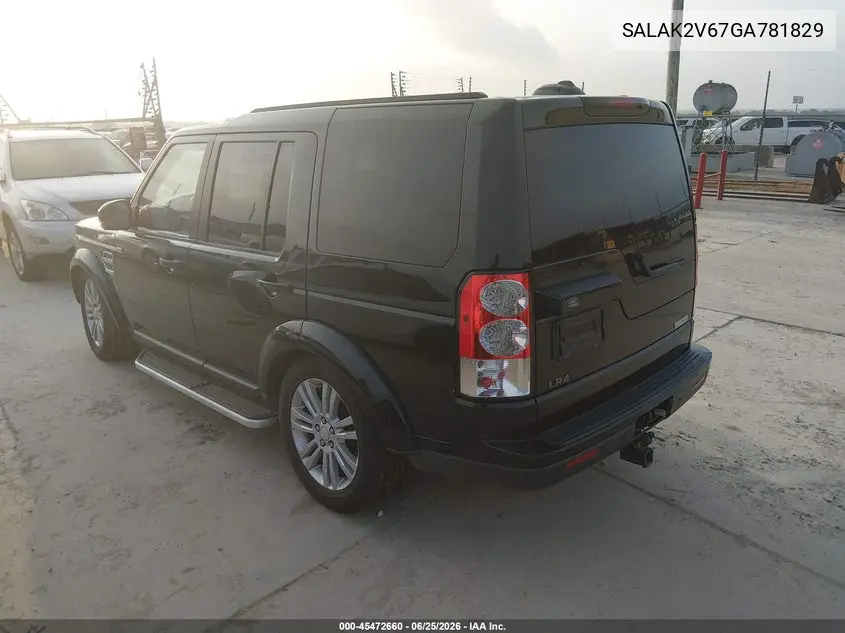 2016 Land Rover Lr4 VIN: SALAK2V67GA781829 Lot: 45472660