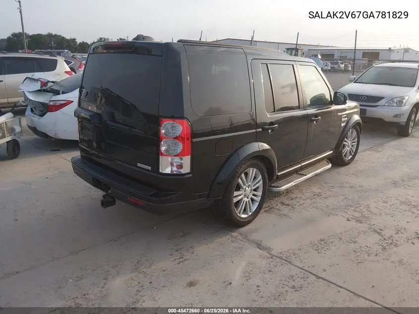 2016 Land Rover Lr4 VIN: SALAK2V67GA781829 Lot: 45472660