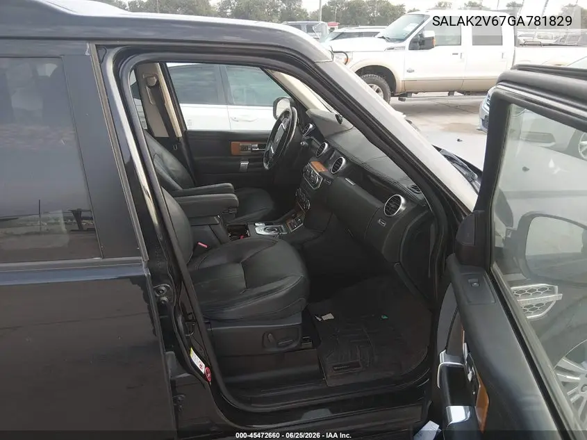 2016 Land Rover Lr4 VIN: SALAK2V67GA781829 Lot: 45472660