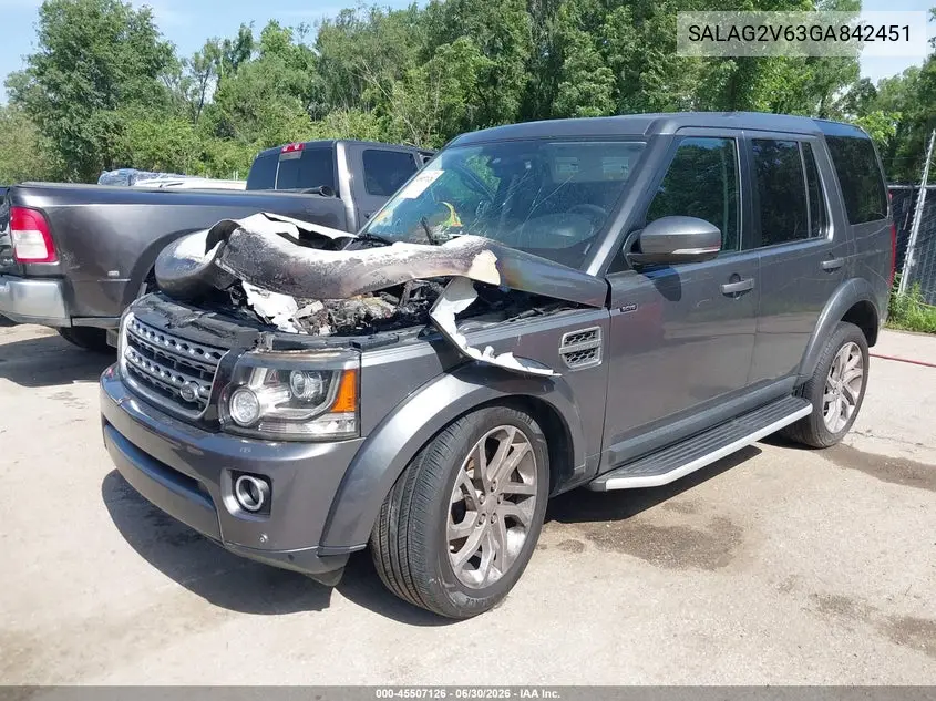 2016 Land Rover Lr4 VIN: SALAG2V63GA842451 Lot: 45507126
