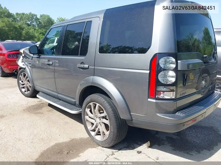 2016 Land Rover Lr4 VIN: SALAG2V63GA842451 Lot: 45507126
