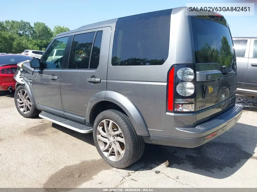 2016 Land Rover Lr4 VIN: SALAG2V63GA842451 Lot: 45507126