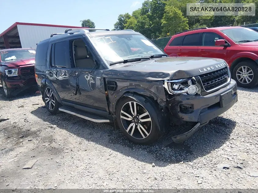 2016 Land Rover Lr4 VIN: SALAK2V64GA820828 Lot: 45512150