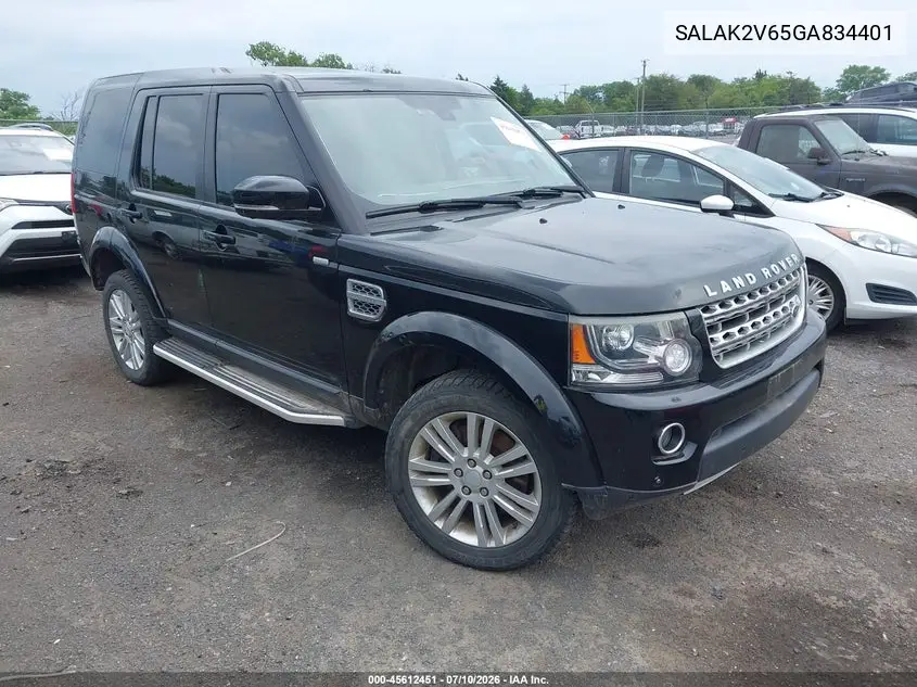 2016 Land Rover Lr4 VIN: SALAK2V65GA834401 Lot: 45612451