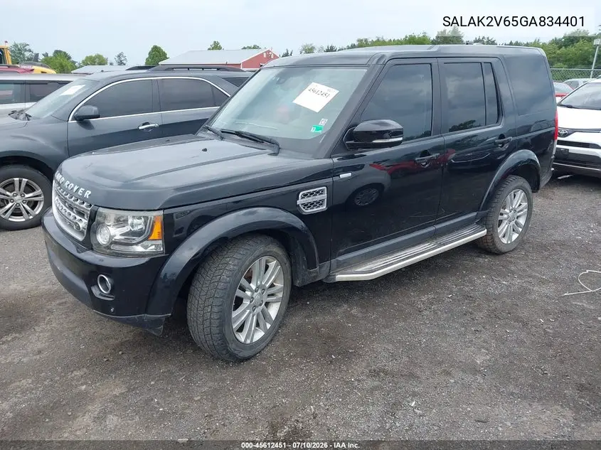 2016 Land Rover Lr4 VIN: SALAK2V65GA834401 Lot: 45612451