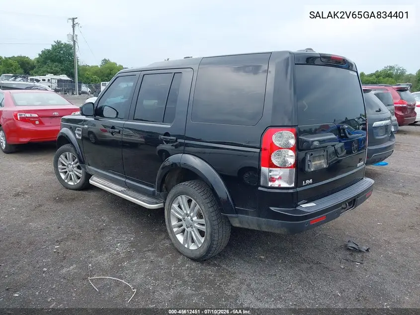 2016 Land Rover Lr4 VIN: SALAK2V65GA834401 Lot: 45612451