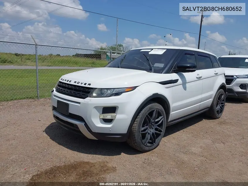 2012 Land Rover Range Rover Evoque Pure Plus VIN: SALVT2BG8CH680652 Lot: 45262191