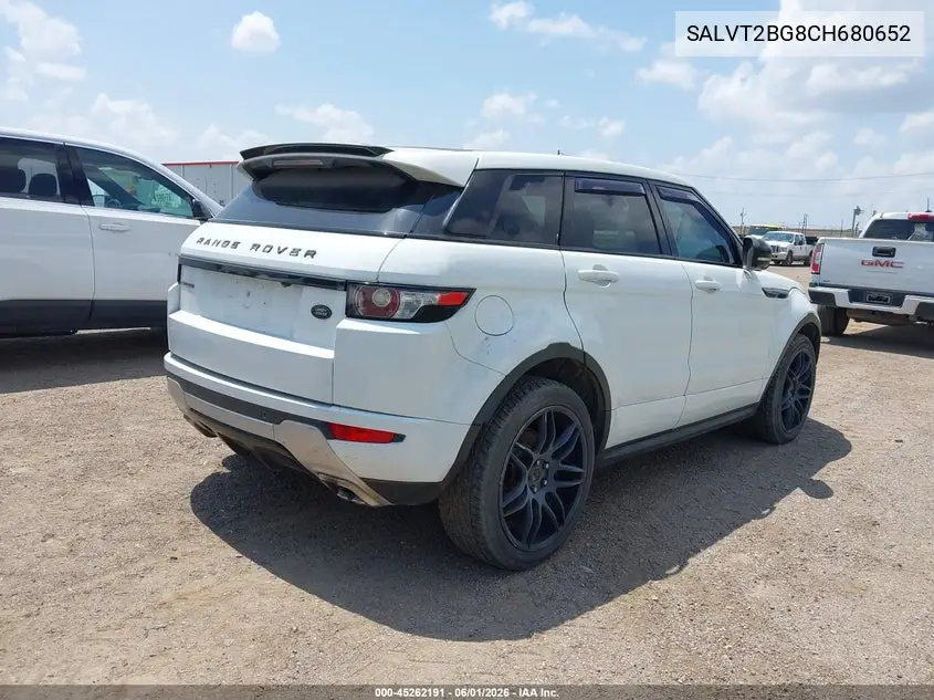 2012 Land Rover Range Rover Evoque Pure Plus VIN: SALVT2BG8CH680652 Lot: 45262191