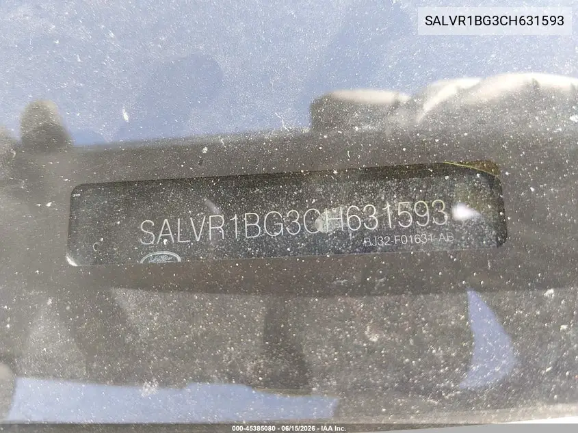 2012 Land Rover Range Rover Evoque Pure Plus VIN: SALVR1BG3CH631593 Lot: 45385080