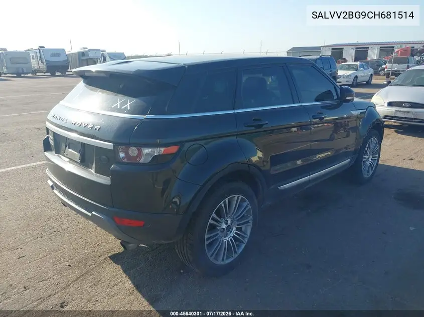 2012 Land Rover Range Rover Evoque Pure Plus VIN: SALVV2BG9CH681514 Lot: 45640301